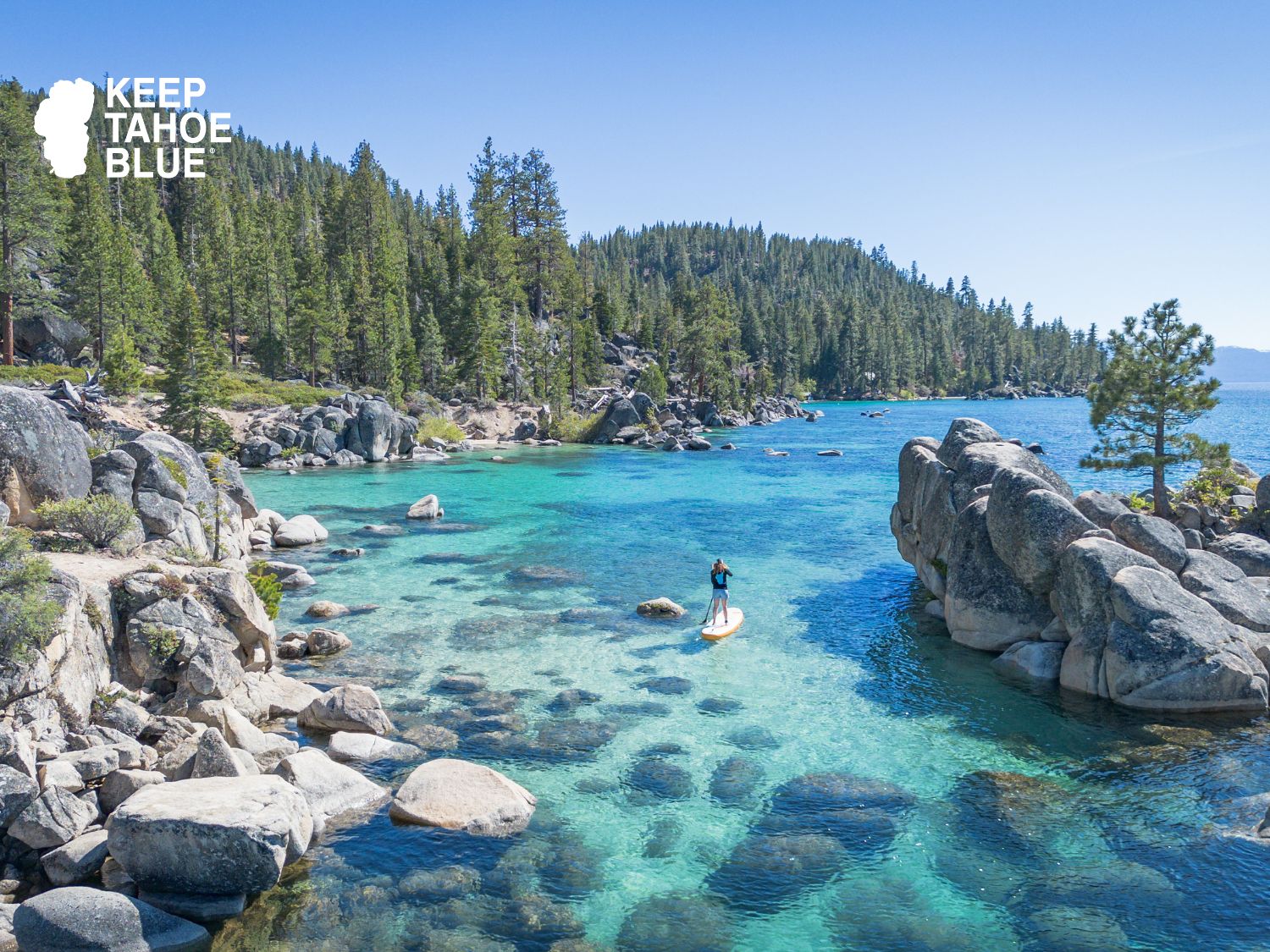 Paddle boarder in Lake Tahoe