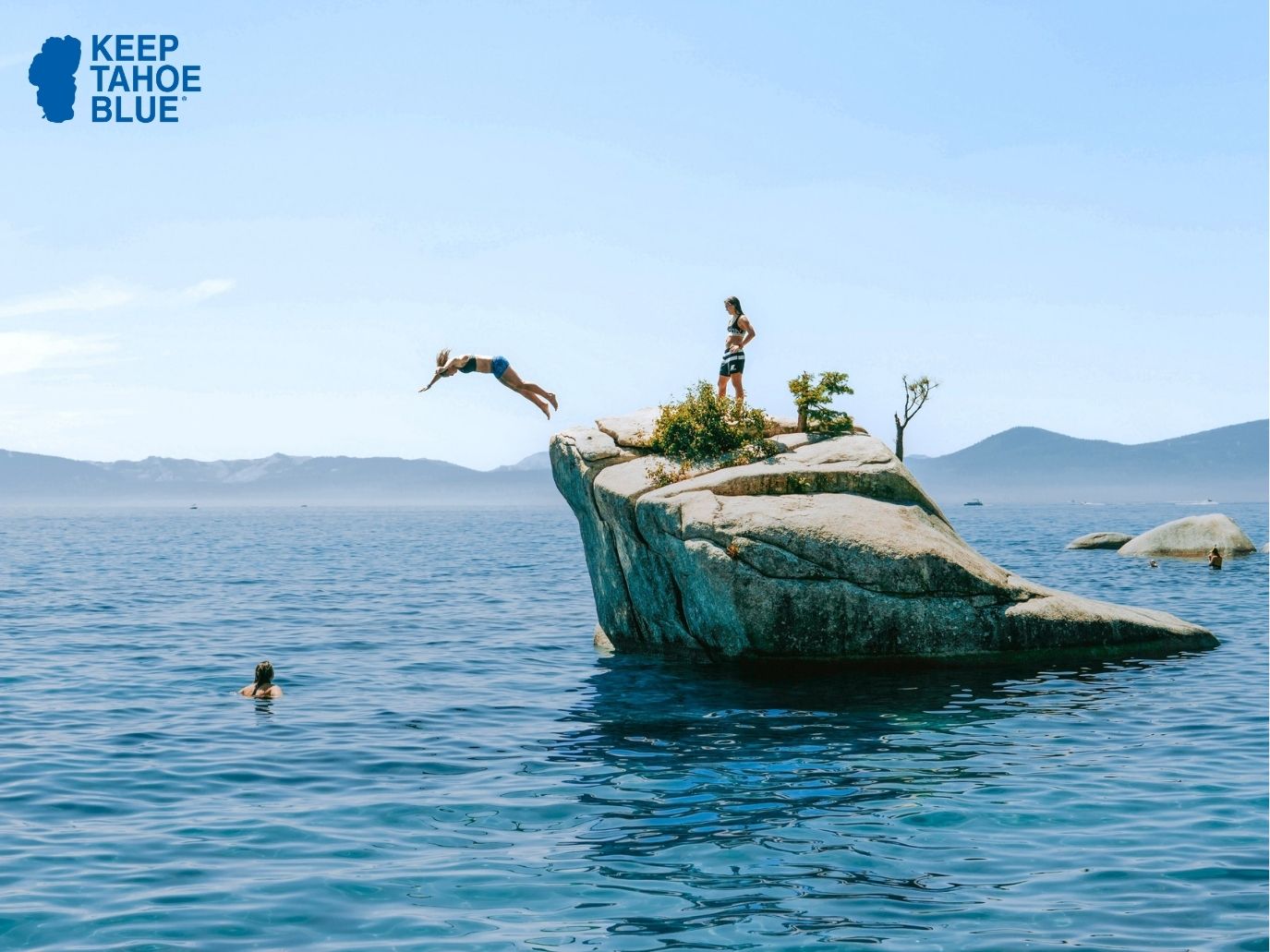 People swimming in Lake tahoe
