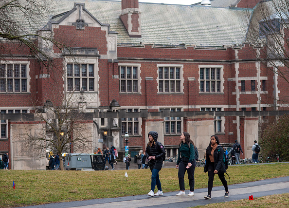 Students walk on campus at Princeton University on February 4, 2020 in Princeton, New Jersey.