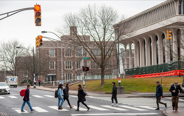 Students walk on campus at Princeton University in Princeton, New Jersey.