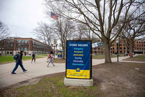 University of Michigan students walk on campus