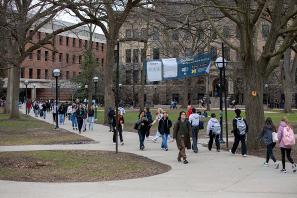 University of Michigan students walk on campus