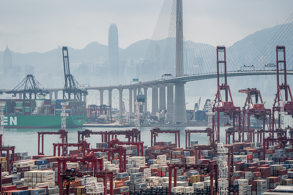 Shipping containers at the Port of Hong Kong