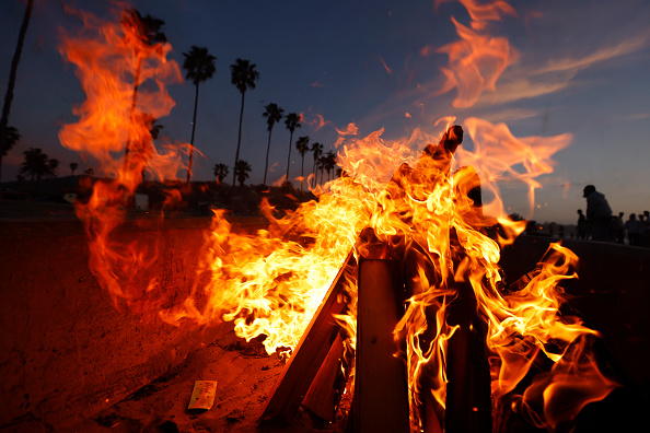 A campfire in California