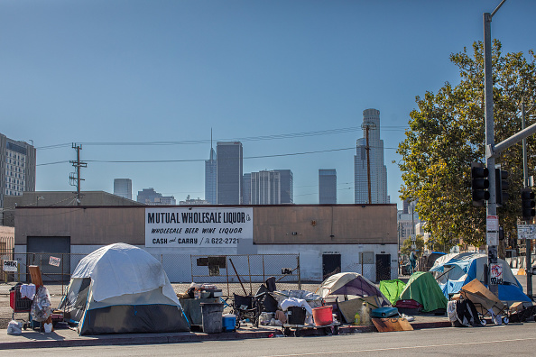 A homeless encampment in Los Angeles, California