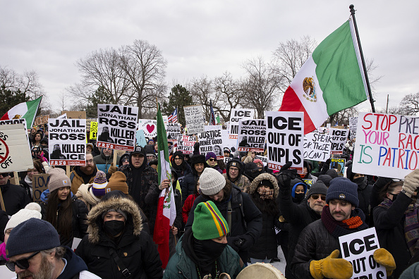 A demonstration organized by the Minnesota Immigrant Rights Action Committee