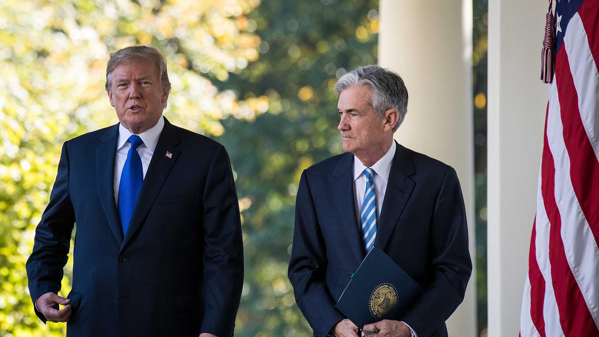 President Donald Trump and Fed chairman Jerome Powell